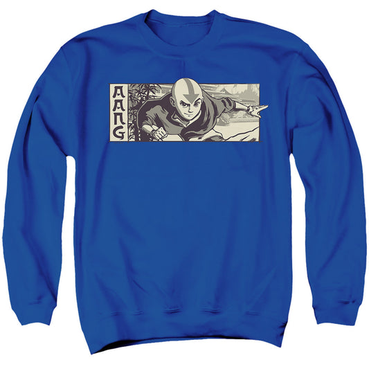 Avatar The Last Airbender Illustrated Aang Mens Crewneck Sweatshirt Royal Blue