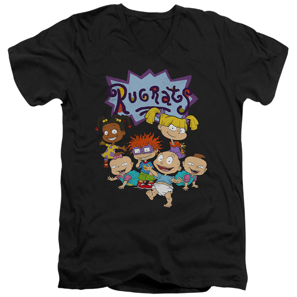 Rugrats Rugrats Group Mens Slim Fit V-Neck T Shirt Black Officially Licensed