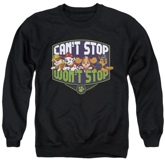 Paw Patrol Can'T Stop Won'T Stop Mens Crewneck Sweatshirt Black Officially Licensed