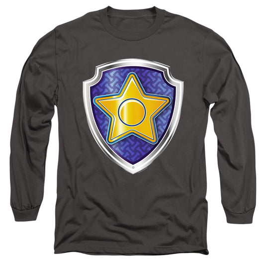 Paw Patrol Chase Badge Mens Long Sleeve Shirt Charcoal Officially Licensed