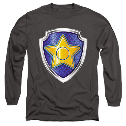 Paw Patrol Chase Badge Mens Long Sleeve Shirt Charcoal Officially Licensed