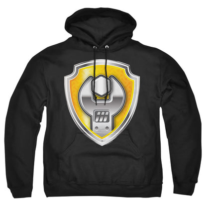 Paw Patrol Rubble Badge Mens Hoodie Black Officially Licensed