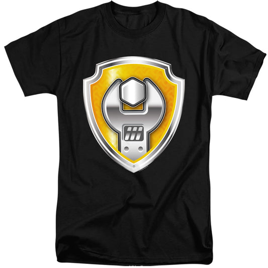 Paw Patrol Rubble Badge Mens Tall T Shirt Black Officially Licensed