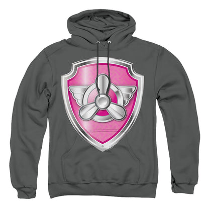 Paw Patrol Skye Badge Mens Hoodie Charcoal Officially Licensed