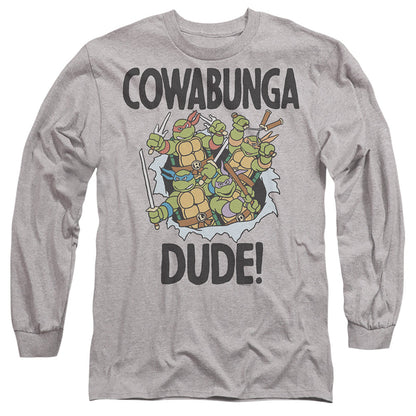 Tmnt Cowabunga Dude Pf Mens Long Sleeve Shirt Athletic Heather Officially Licensed