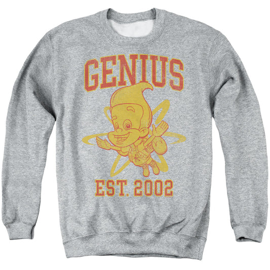 Jimmy Neutron Genius Collegiate Mens Crewneck Sweatshirt Athletic Heather Officially Licensed