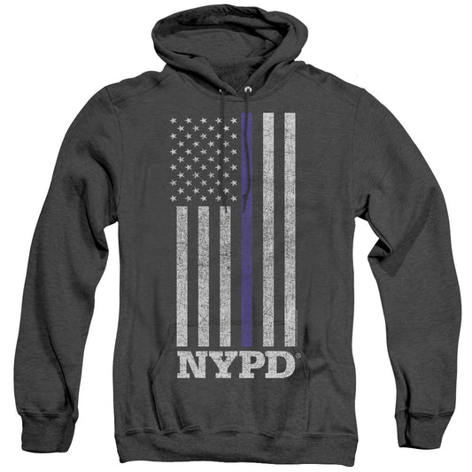 New York City Thin Blue Line Mens Heather Hoodie Black Officially Licensed