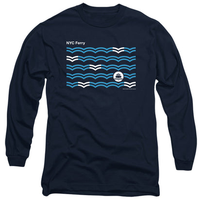 New York City Waves Mens Long Sleeve Shirt Navy Officially Licensed