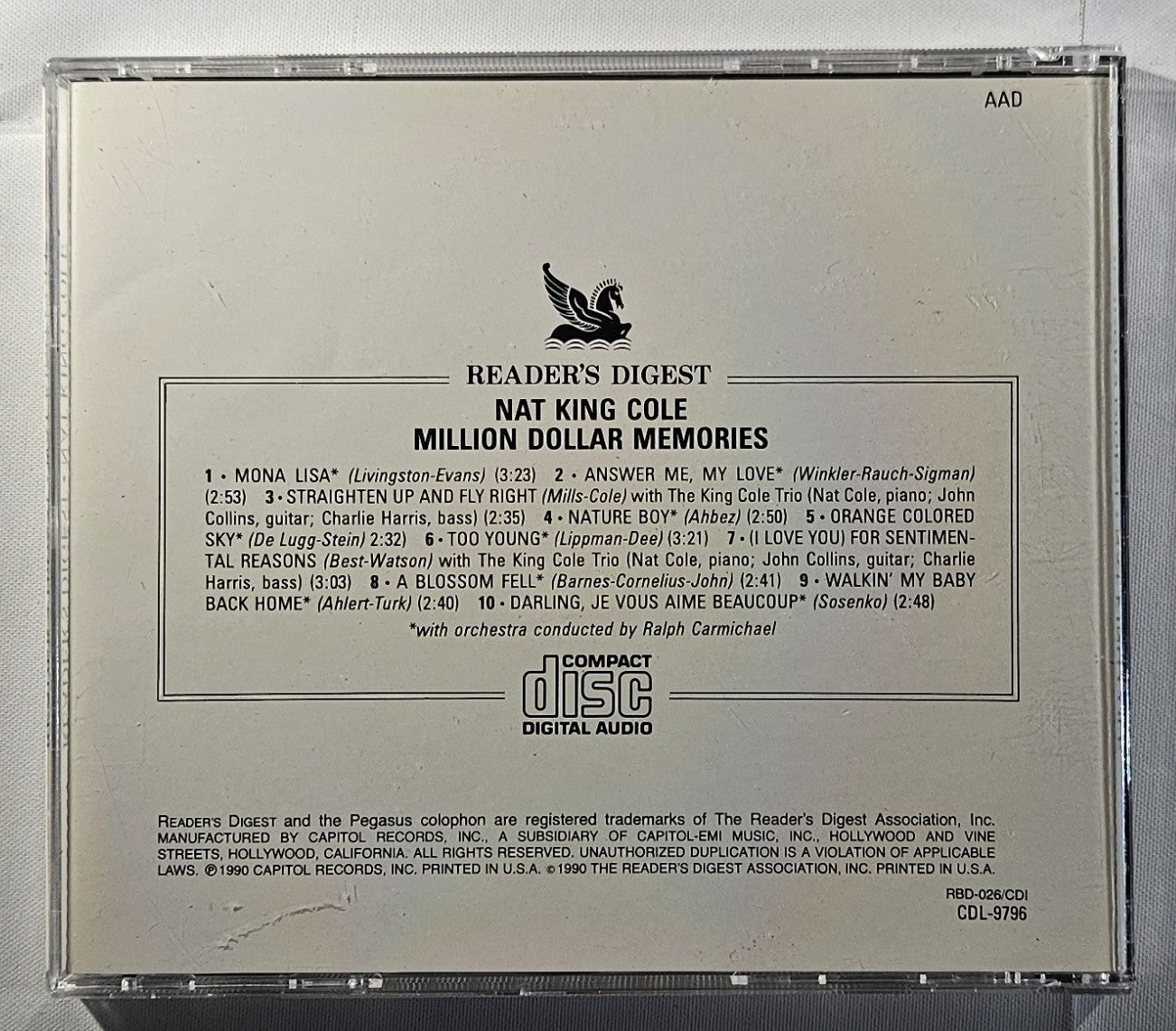 Nat King Cole - Million Dollar Memories [1990 Compilation] [Used CD]