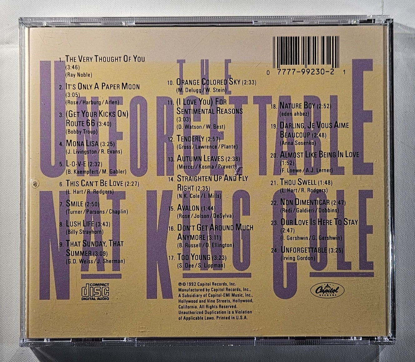 Nat King Cole - The Unforgettable Nat King Cole [1994 Compilation] [Used CD]