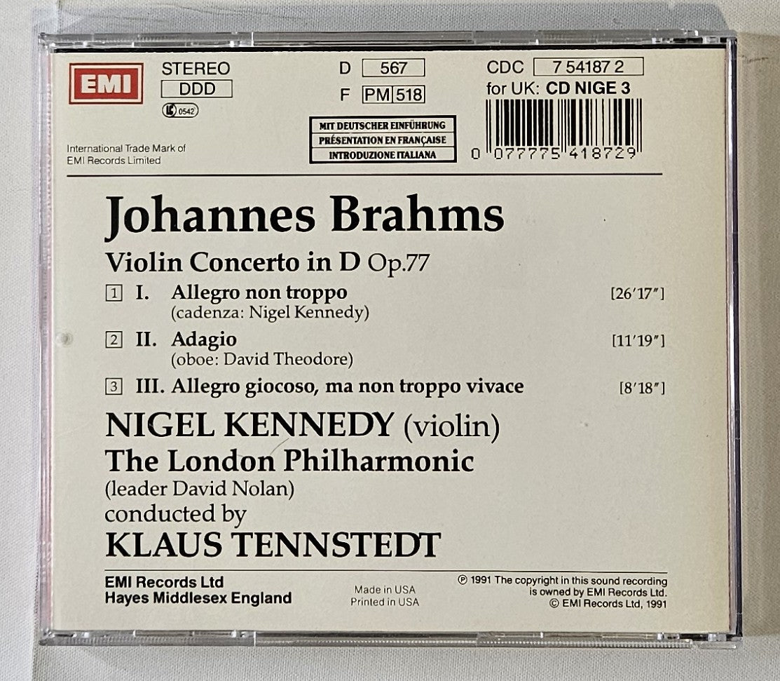 Nigel Kennedy - Brahms: Violin Concerto [1991 Used CD]