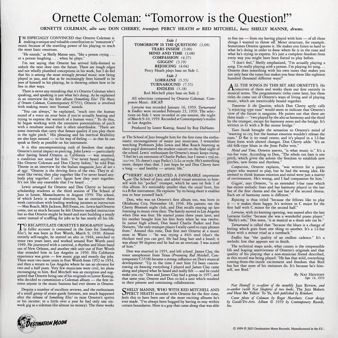 Ornette Coleman - Tomorrow Is the Question! [2024 Reissue Limited Clear] [New Vinyl Record LP]
