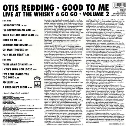 Otis Redding - Good to Me: Live at The Whisky A Go Go [1993 New Vinyl Record LP]