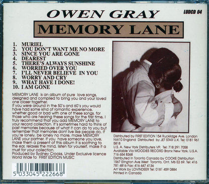 Owen Gray - Memory Lane Vol. 1 [New CD]