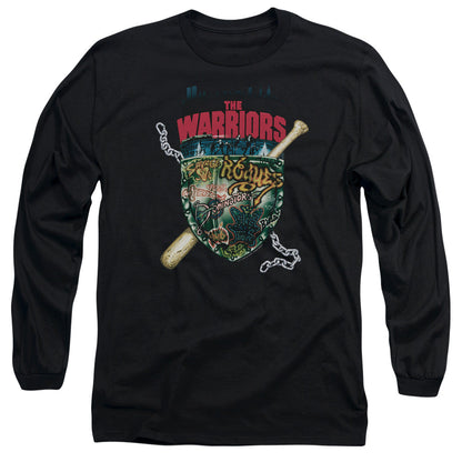 Warriors Shield Mens Long Sleeve Shirt Black Officially Licensed