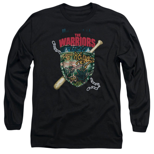 Warriors Shield Mens Long Sleeve Shirt Black Officially Licensed
