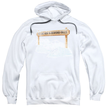 Its A Wonderful Life Bedford Falls Mens Hoodie White Officially Licensed