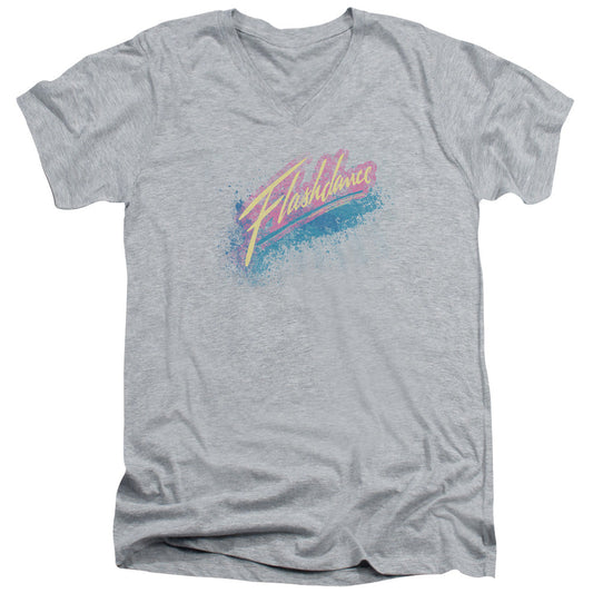 Flashdance Spray Logo Mens Slim Fit V-Neck T Shirt Athletic Heather Officially Licensed