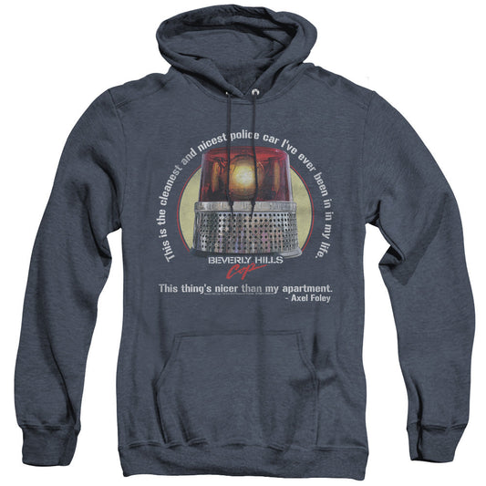 Beverly Hills Cop Nicest Police Car Heather Mens Hoodie Navy Officially Licensed