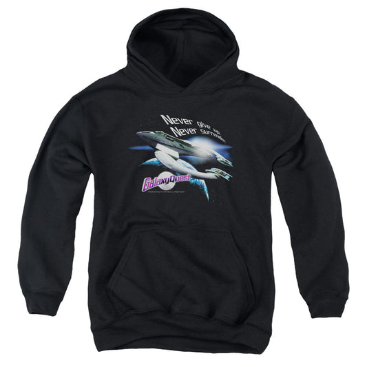 Galaxy Quest Never Surrender Kids Youth Hoodie Black Officially Licensed