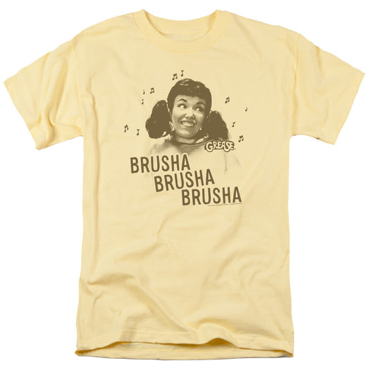 Grease Brusha Brusha Brusha Mens T Shirt Yellow Officially Licensed