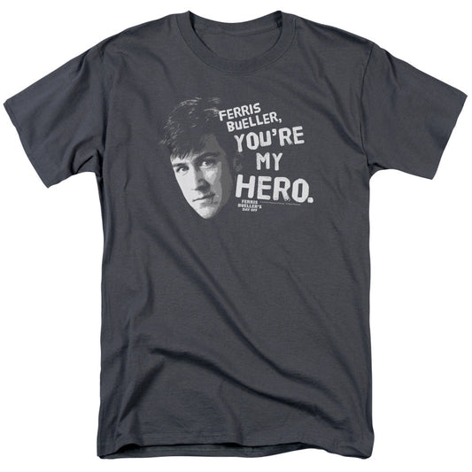 Ferris Bueller My Hero Mens T Shirt Charcoal Officially Licensed