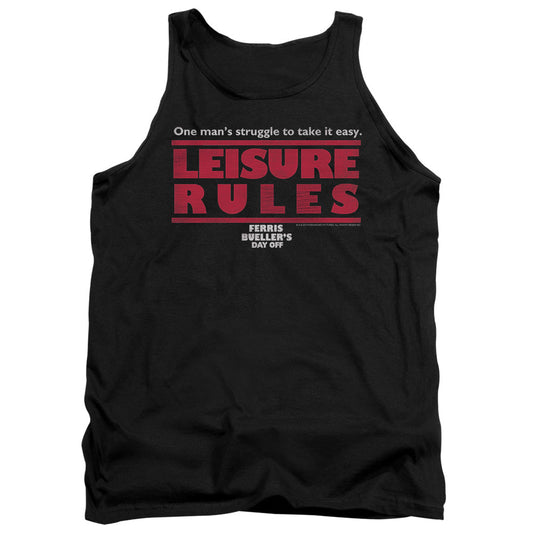 Ferris Buellers Day Off Leisure Rules Mens Tank Top Shirt Black Officially Licensed