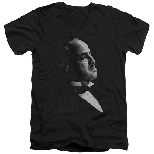 The Godfather Graphic Vito Mens Slim Fit V-Neck T Shirt Black Officially Licensed