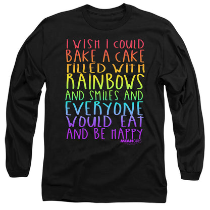 Mean Girls Rainbows And Cake Mens Long Sleeve Shirt Black Officially Licensed