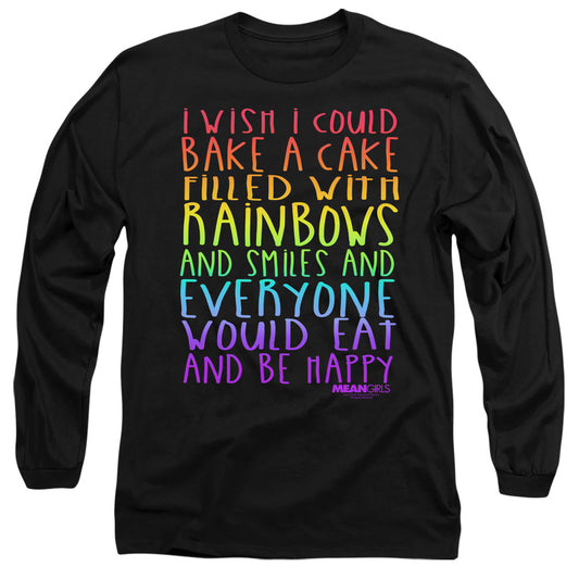 Mean Girls Rainbows And Cake Mens Long Sleeve Shirt Black Officially Licensed