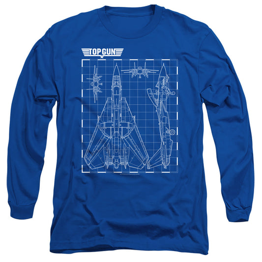 Top Gun Schematic Mens Long Sleeve Shirt Royal Officially Licensed