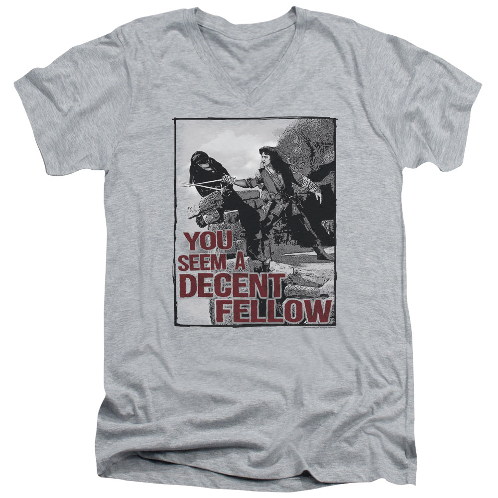 The Princess Bride Fellow Mens Slim Fit V-Neck T Shirt Athletic Heather Officially Licensed