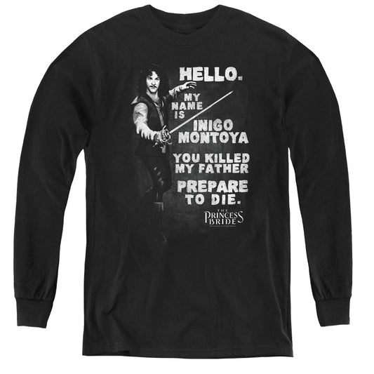 The Princess Bride Hello Again Long Sleeve Kids Youth T Shirt Black Officially Licensed
