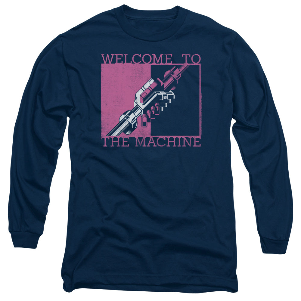 Pink Floyd Welcome To The Machine Mens Long Sleeve Shirt Navy Officially Licensed