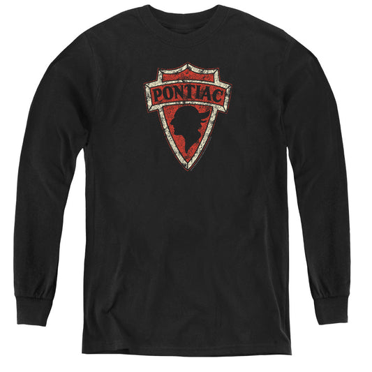 Pontiac Early Pontiac Arrowhead Long Sleeve Kids Youth T Shirt Black