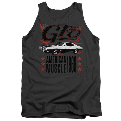 Pontiac Gto Flames Mens Tank Top Shirt Charcoal