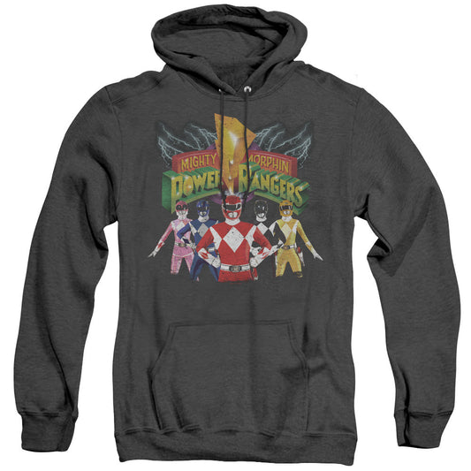 Power Rangers Rangers Unite Mens Heather Hoodie Black Officially Licensed