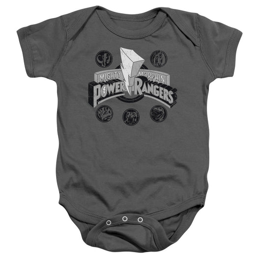 Power Rangers Power Coins Infant Baby Snapsuit Charcoal Officially Licensed