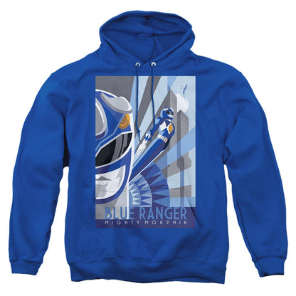 Power Rangers Blue Ranger Deco Mens Hoodie Royal Blue Officially Licensed