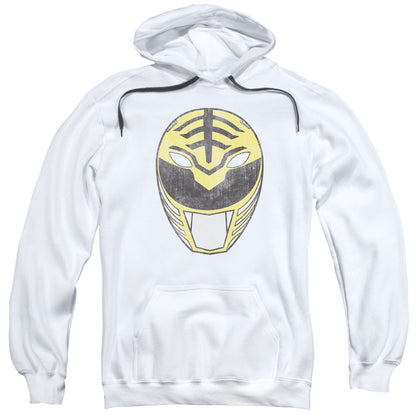 Power Rangers White Ranger Mask Mens Hoodie White Officially Licensed