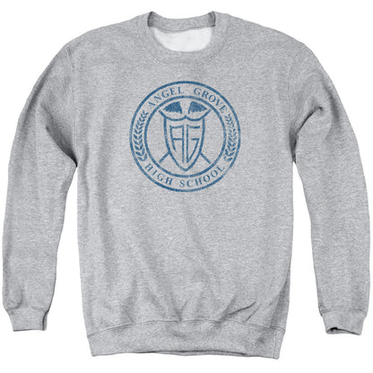 Power Rangers Angel Grove Hs Mens Crewneck Sweatshirt Athletic Heather Officially Licensed