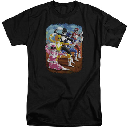 Power Rangers Impressionist Rangers Mens Tall T Shirt Black Officially Licensed