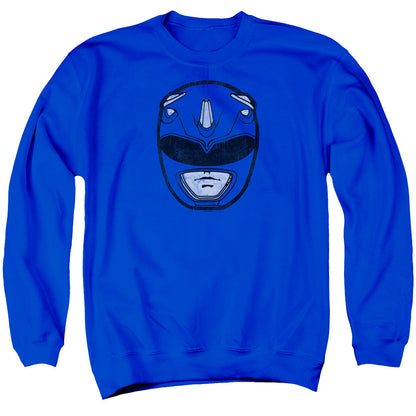 Power Rangers Blue Ranger Mask Mens Crewneck Sweatshirt Royal Blue Officially Licensed
