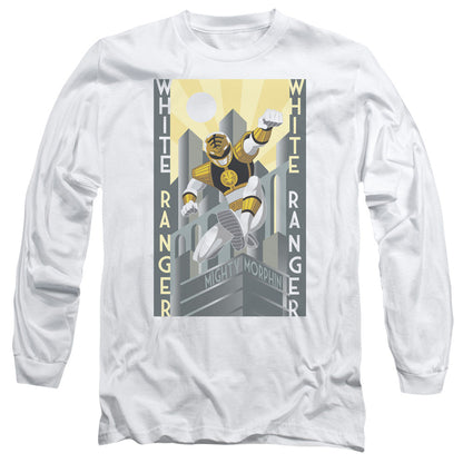 Power Rangers White Ranger Deco Mens Long Sleeve Shirt White Officially Licensed
