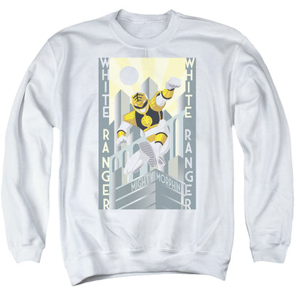 Power Rangers White Ranger Deco Mens Crewneck Sweatshirt White Officially Licensed