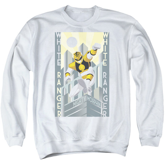 Power Rangers White Ranger Deco Mens Crewneck Sweatshirt White Officially Licensed