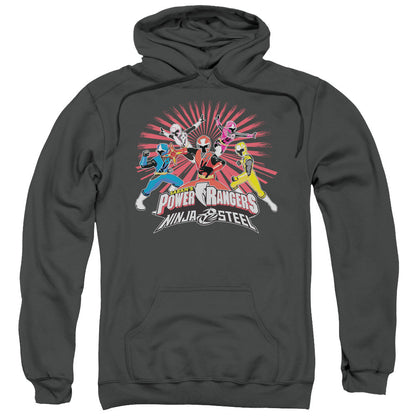 Power Rangers Ninja Blast Mens Hoodie Charcoal Officially Licensed