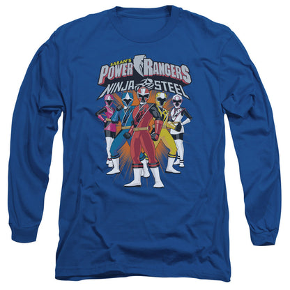 Power Rangers Team Lineup Mens Long Sleeve Shirt Royal Blue Officially Licensed
