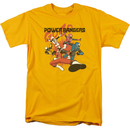 Power Rangers Attack Mens T Shirt Gold Officially Licensed