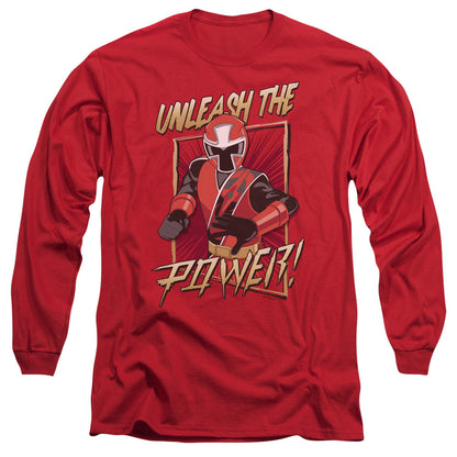 Power Rangers Unleash Mens Long Sleeve Shirt Red Officially Licensed